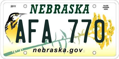 NE license plate AFA770