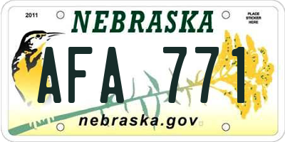 NE license plate AFA771