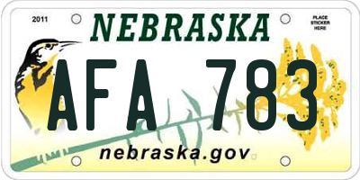 NE license plate AFA783