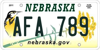 NE license plate AFA789