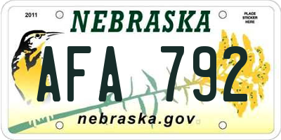 NE license plate AFA792