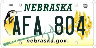 NE license plate AFA804