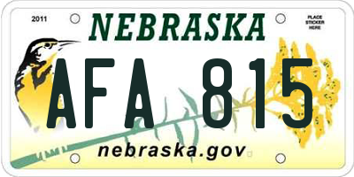 NE license plate AFA815
