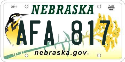 NE license plate AFA817