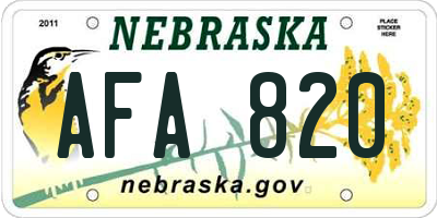NE license plate AFA820