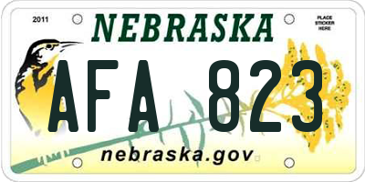 NE license plate AFA823