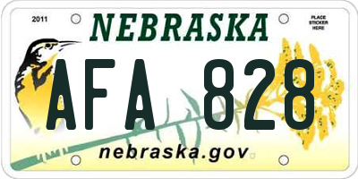 NE license plate AFA828