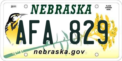 NE license plate AFA829