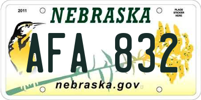 NE license plate AFA832