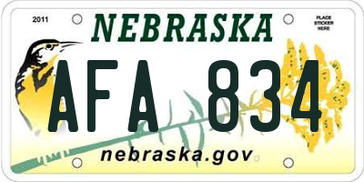 NE license plate AFA834