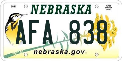 NE license plate AFA838