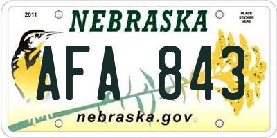 NE license plate AFA843