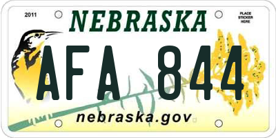 NE license plate AFA844