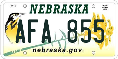 NE license plate AFA855