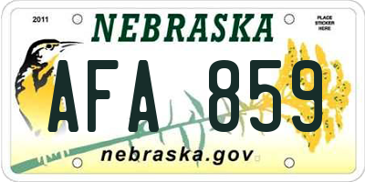 NE license plate AFA859
