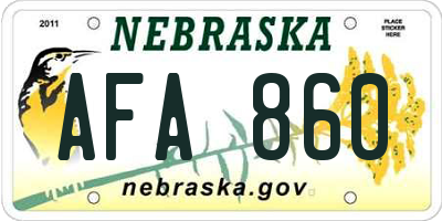 NE license plate AFA860