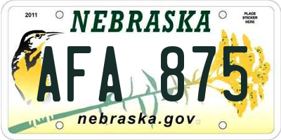 NE license plate AFA875