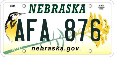 NE license plate AFA876