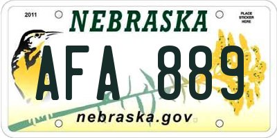 NE license plate AFA889