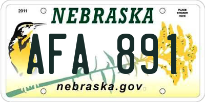 NE license plate AFA891