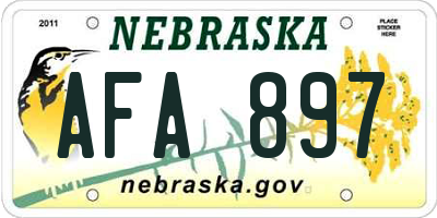 NE license plate AFA897
