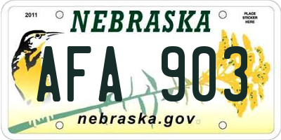 NE license plate AFA903