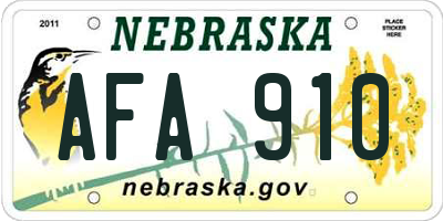 NE license plate AFA910