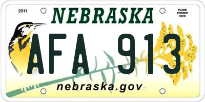 NE license plate AFA913