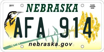 NE license plate AFA914