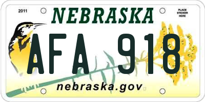 NE license plate AFA918