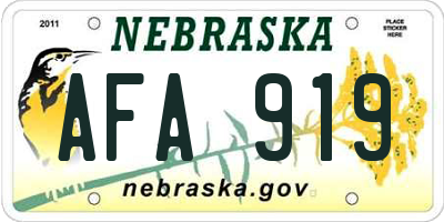 NE license plate AFA919