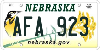 NE license plate AFA923