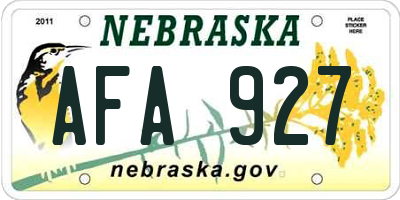 NE license plate AFA927