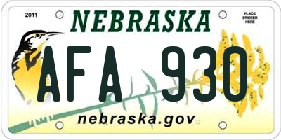 NE license plate AFA930