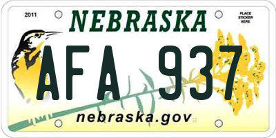 NE license plate AFA937