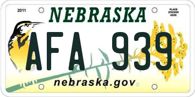 NE license plate AFA939