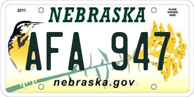NE license plate AFA947