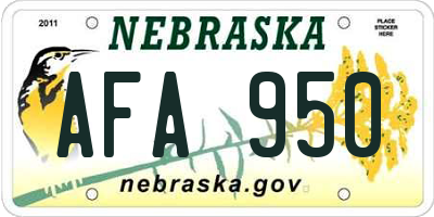 NE license plate AFA950