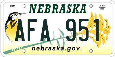 NE license plate AFA951