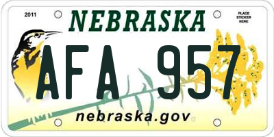 NE license plate AFA957