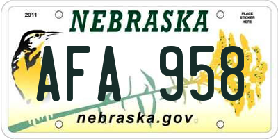 NE license plate AFA958