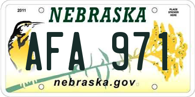 NE license plate AFA971