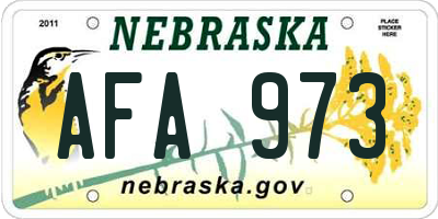 NE license plate AFA973