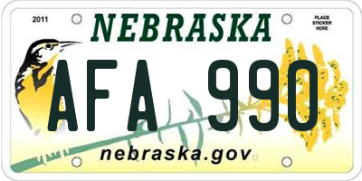 NE license plate AFA990