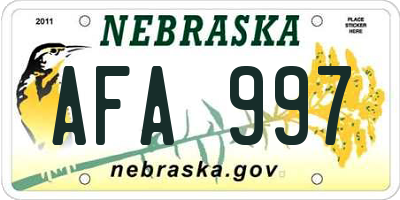 NE license plate AFA997