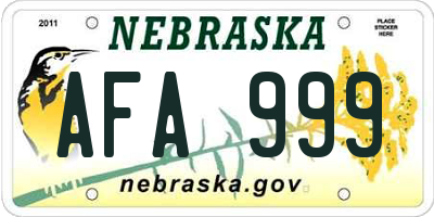 NE license plate AFA999