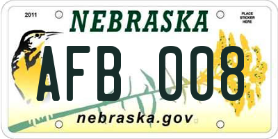 NE license plate AFB008