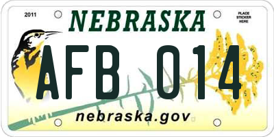 NE license plate AFB014