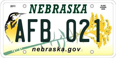 NE license plate AFB021