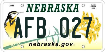 NE license plate AFB027